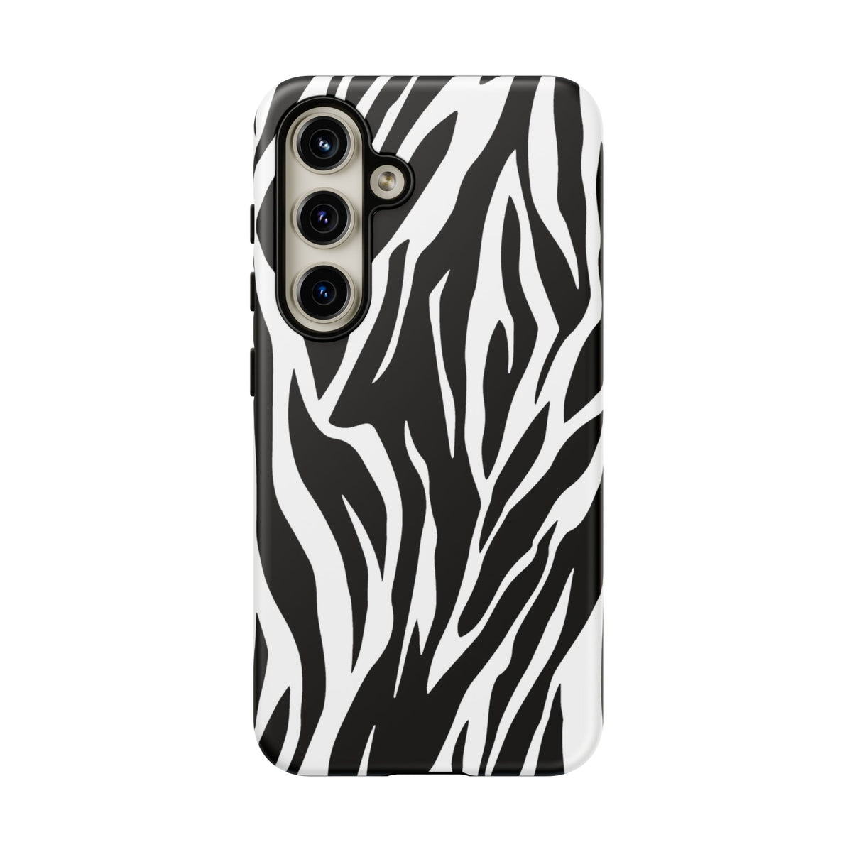 Black White Tiger Print Tough Case Cover for iPhone Samsung and Google phones.