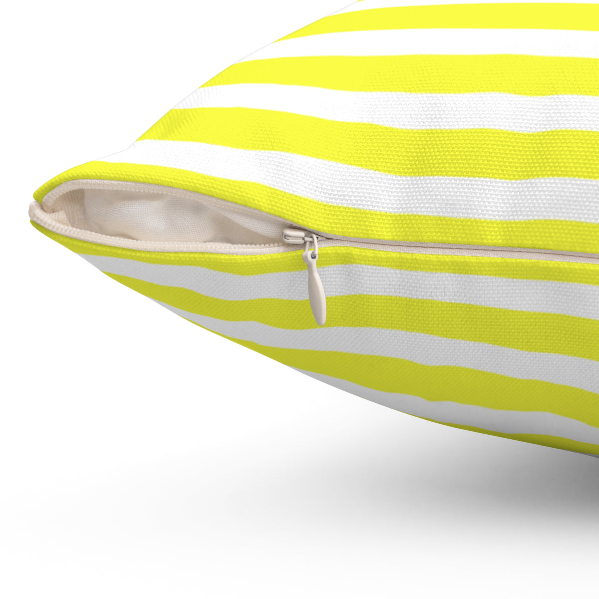 Yellow White Striped Square Pillow | Coastal Nautical Throw Pillow