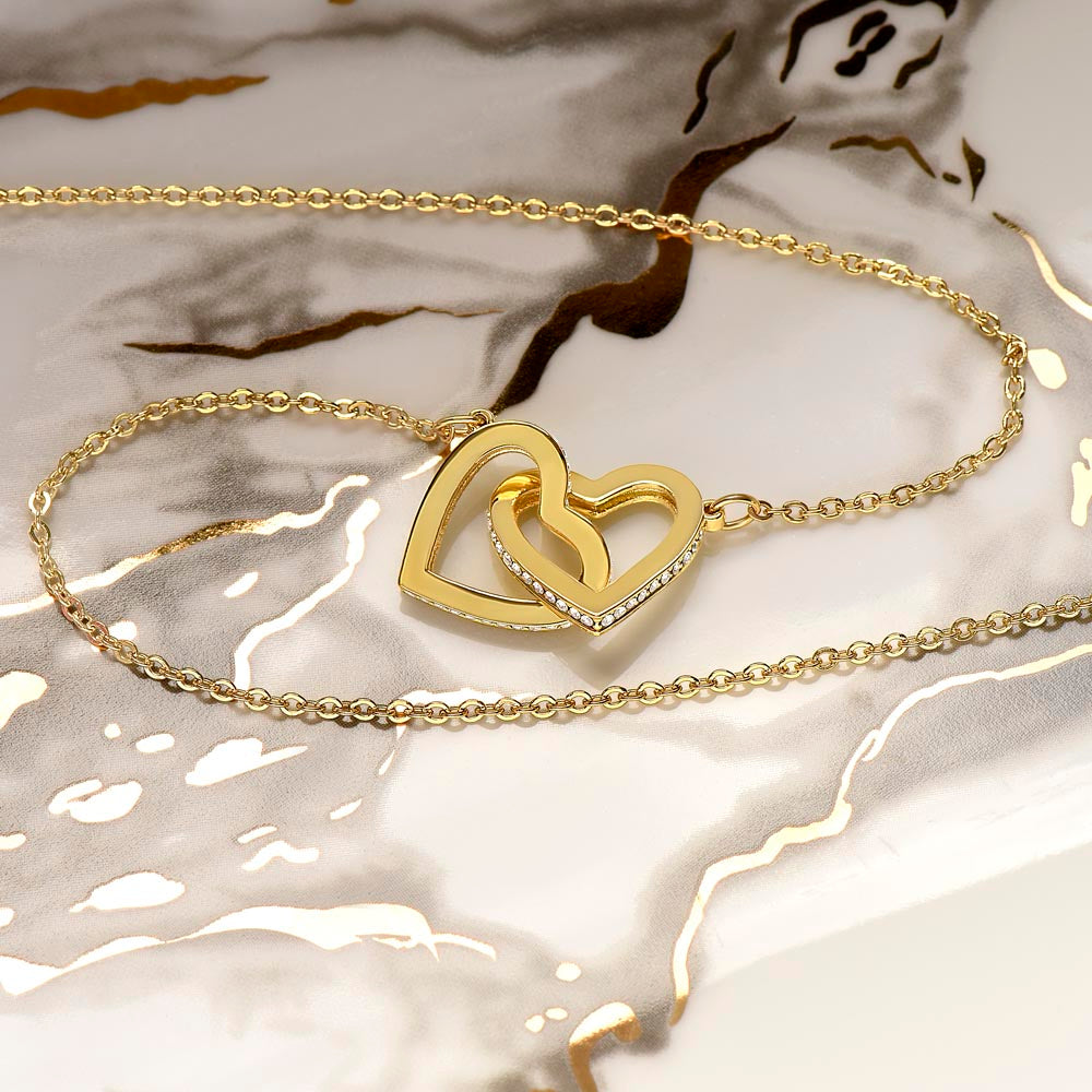 Beautiful Wife Interlocking Heart Necklace with Gift Box - 18K Yellow Gold Finish / Standard Box