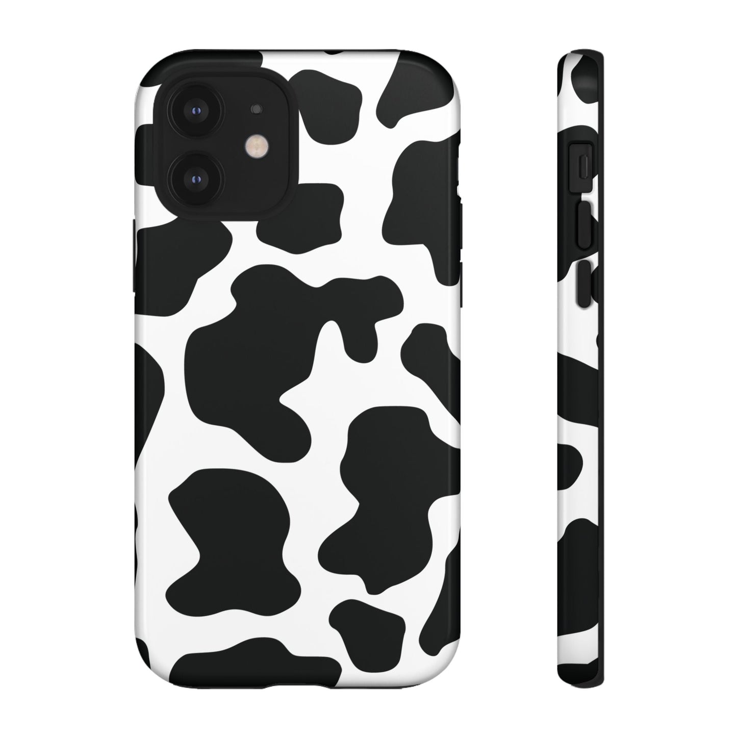 Black Cow print Phone Case iPhone Samsung Google - iPhone 12 / Glossy