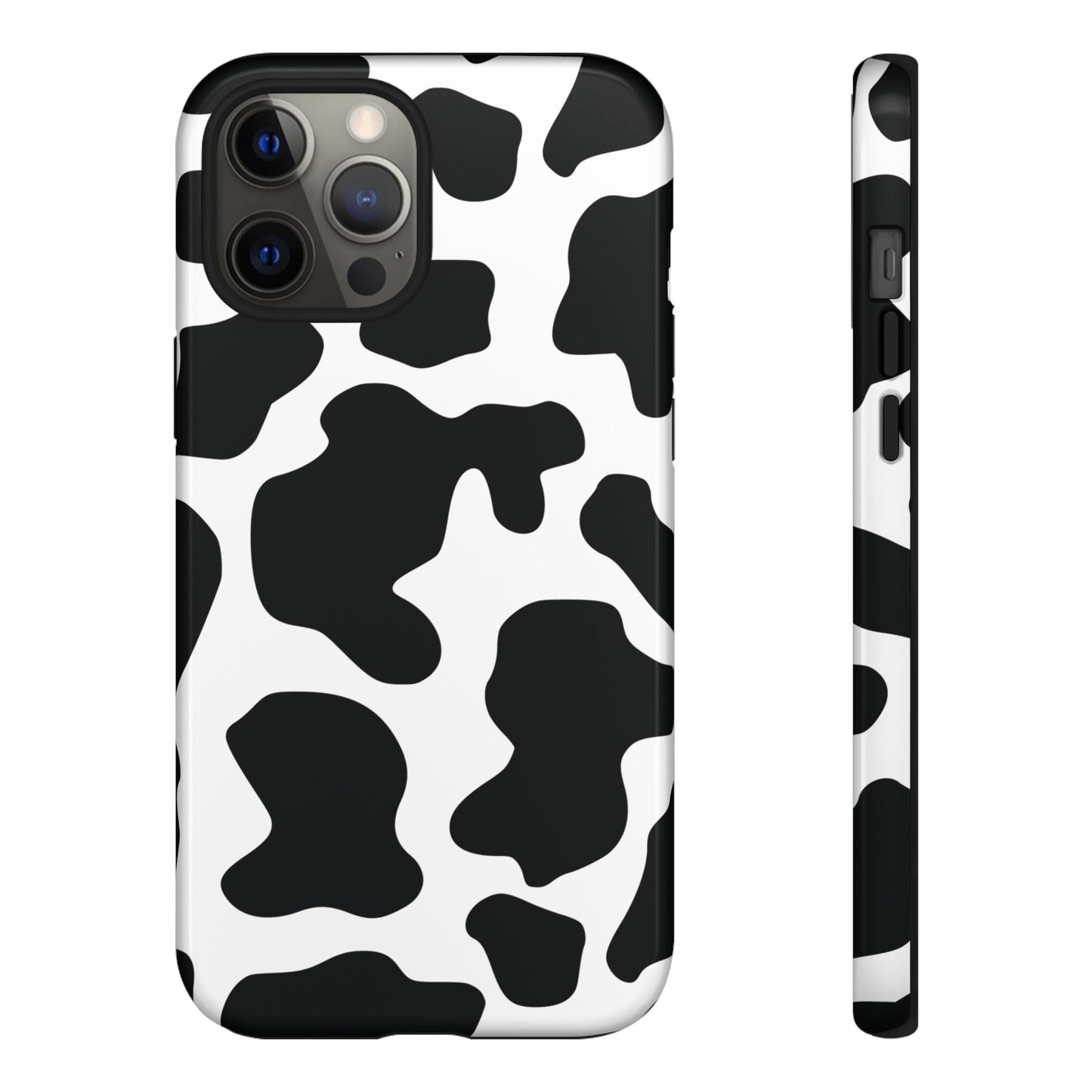 Black Cow print Phone Case iPhone Samsung Google - iPhone 12 Pro Max / Glossy