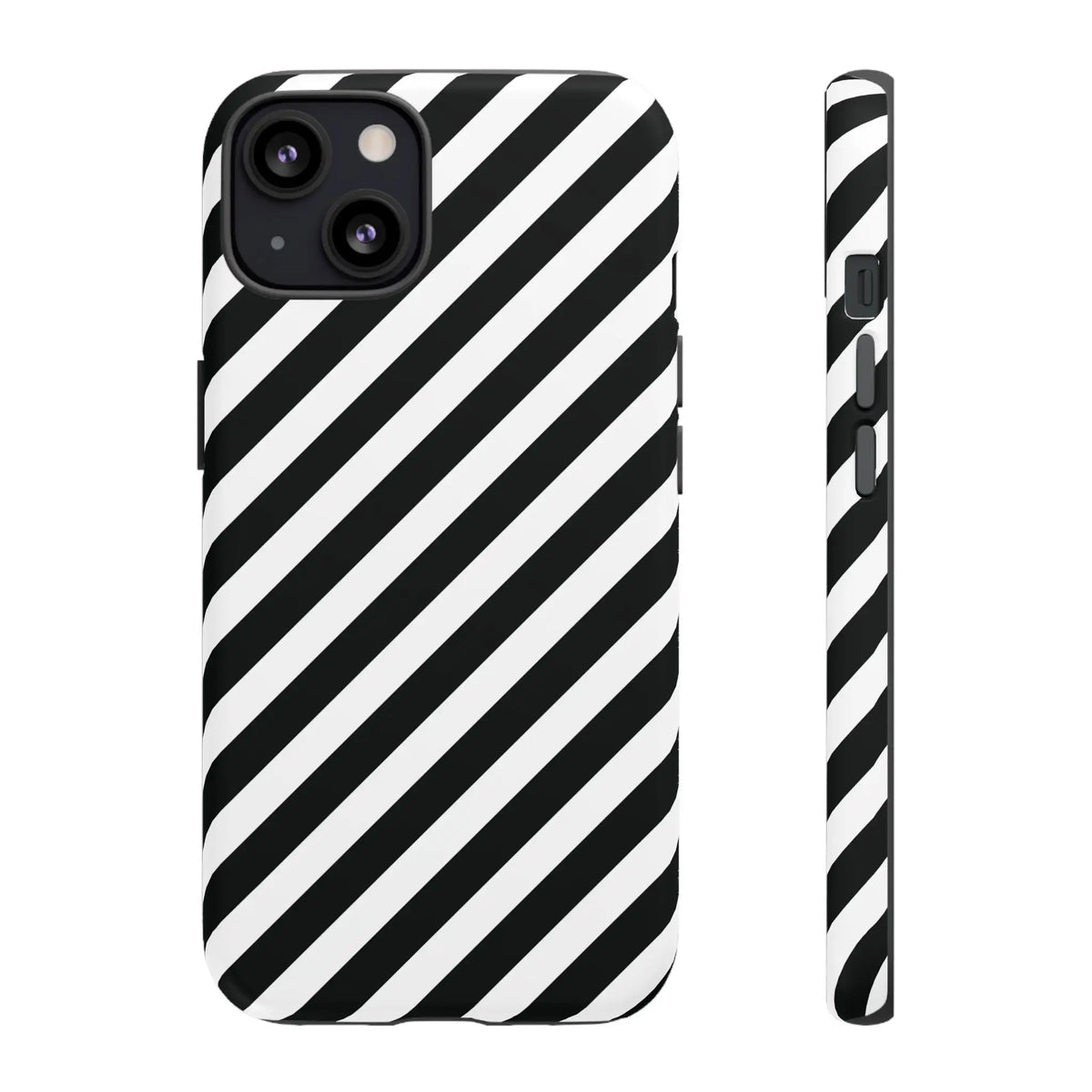 Black White Diagonal Phone Case Cover Protective Sleek Cell Phone Case Modern Smartphone Stylish - iPhone 13 / Matte