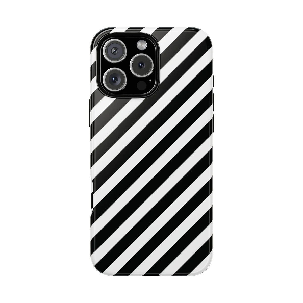 Black White Diagonal Phone Case Cover Protective Sleek Cell Phone Case Modern Smartphone Stylish - iPhone 16 Pro Max