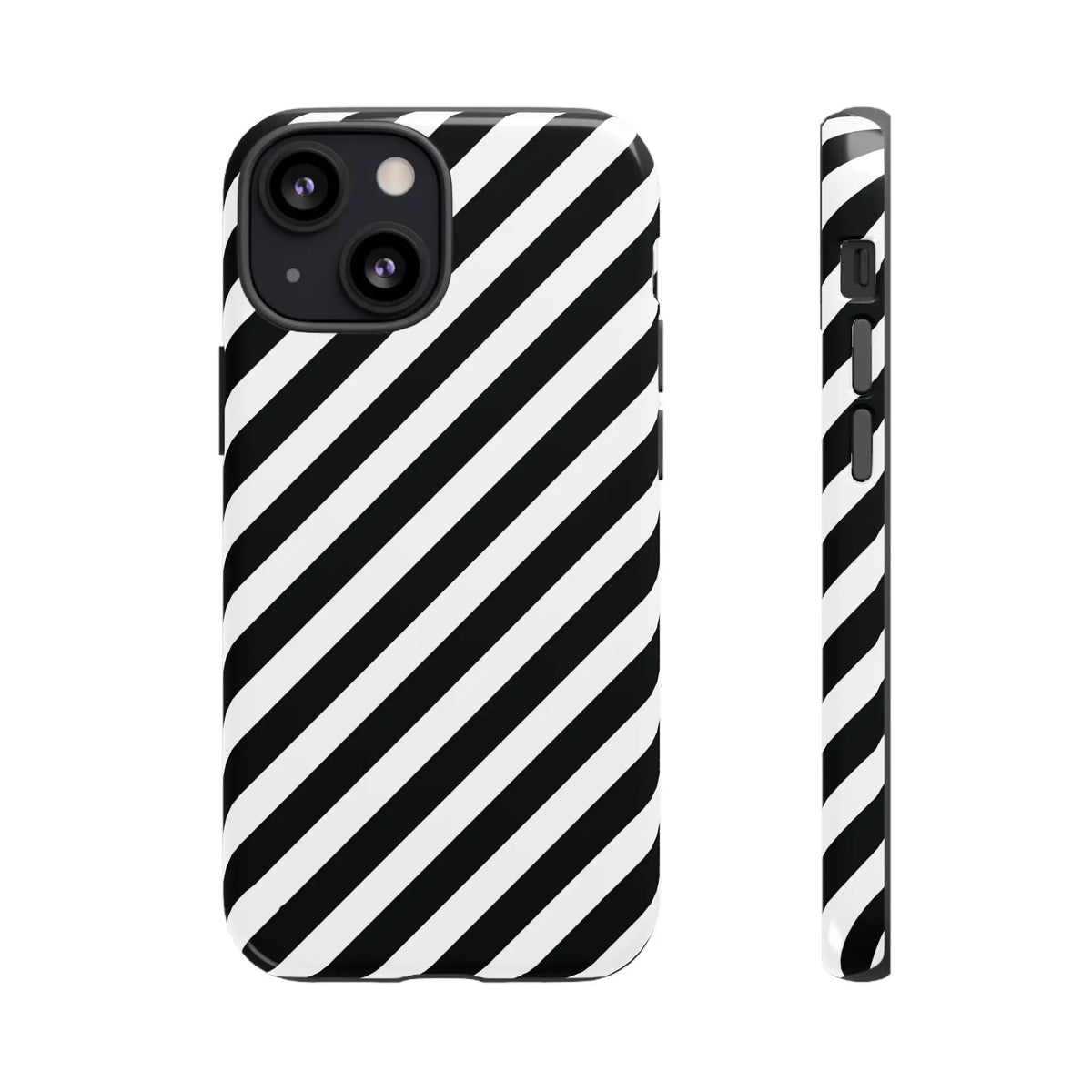 Black White Diagonal Phone Case Cover Protective Sleek Cell Phone Case Modern Smartphone Stylish - iPhone 13 Mini