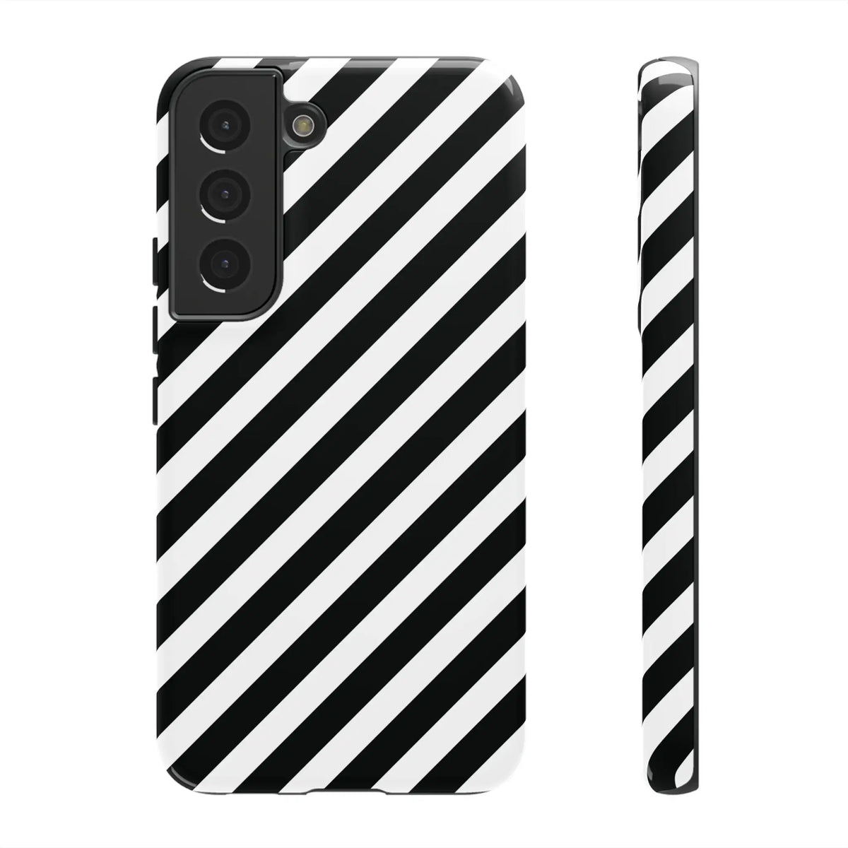 Black White Diagonal Phone Case Cover Protective Sleek Cell Phone Case Modern Smartphone Stylish - Samsung Galaxy S22
