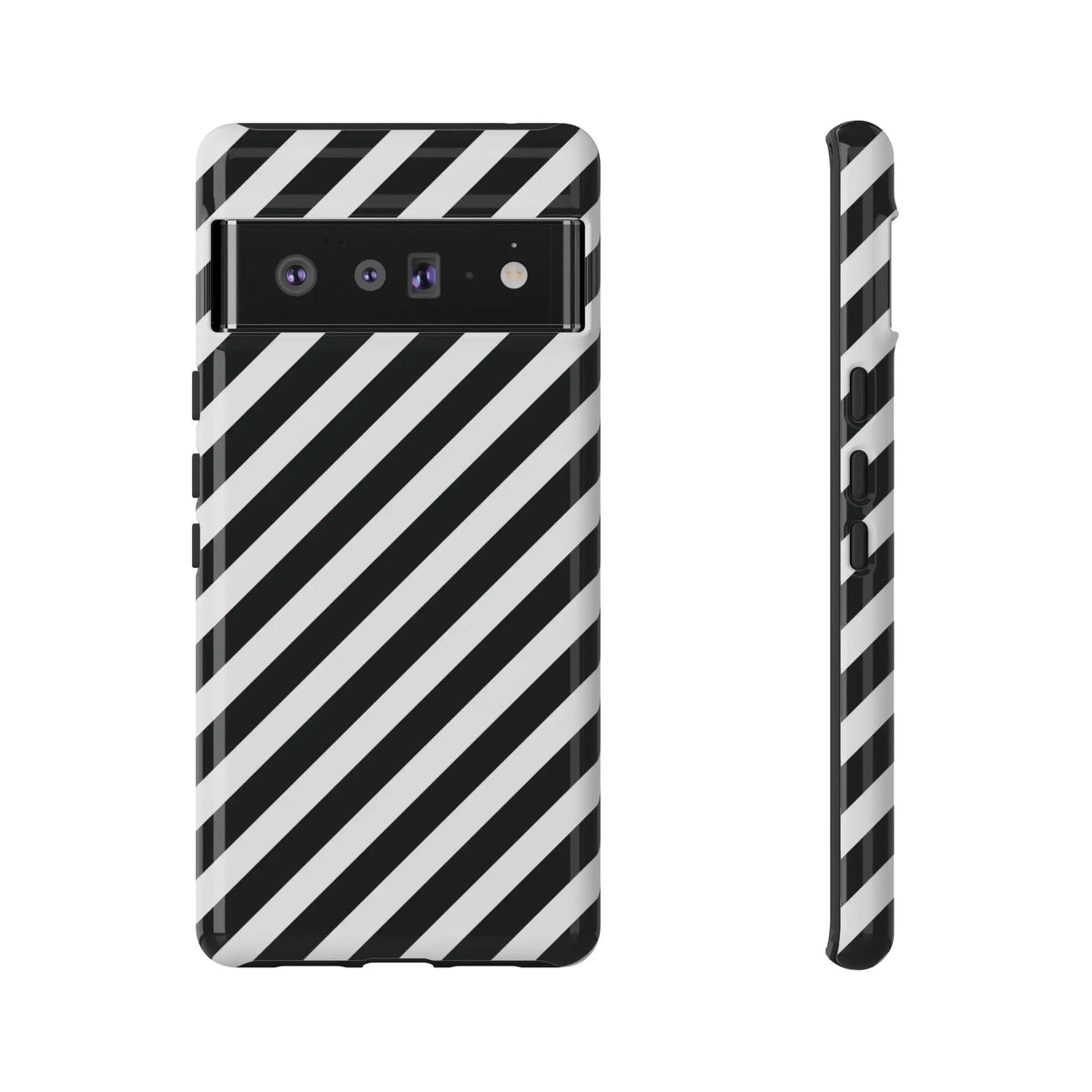 Black White Diagonal Phone Case Cover Protective Sleek Cell Phone Case Modern Smartphone Stylish - Google Pixel 6 Pro