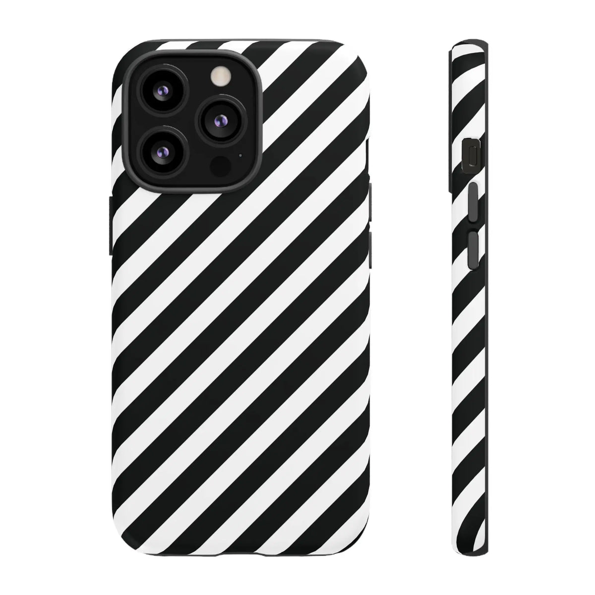 Black White Diagonal Phone Case Cover Protective Sleek Cell Phone Case Modern Smartphone Stylish - iPhone 13 Pro
