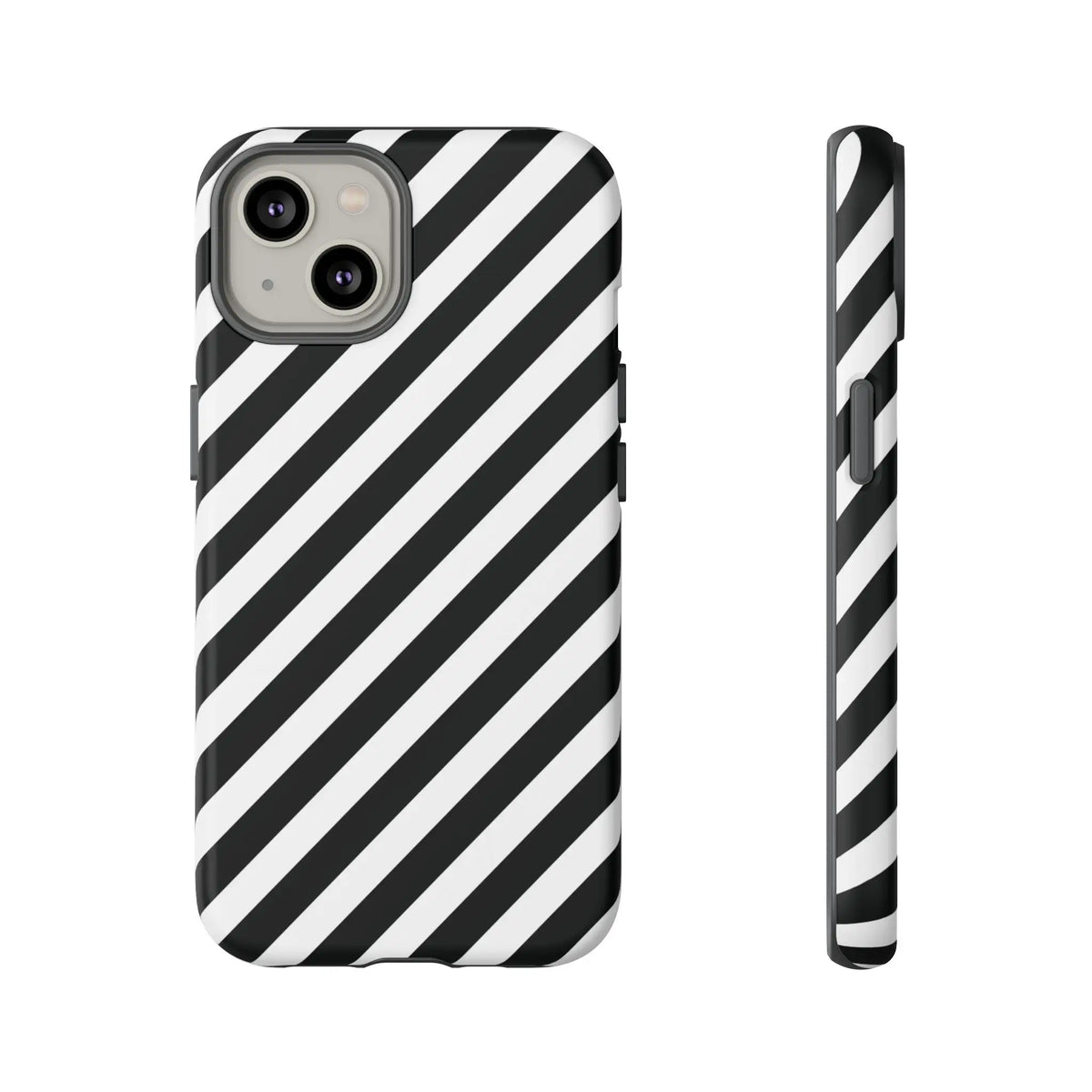 Black White Diagonal Phone Case Cover Protective Sleek Cell Phone Case Modern Smartphone Stylish - iPhone 14 / Matte