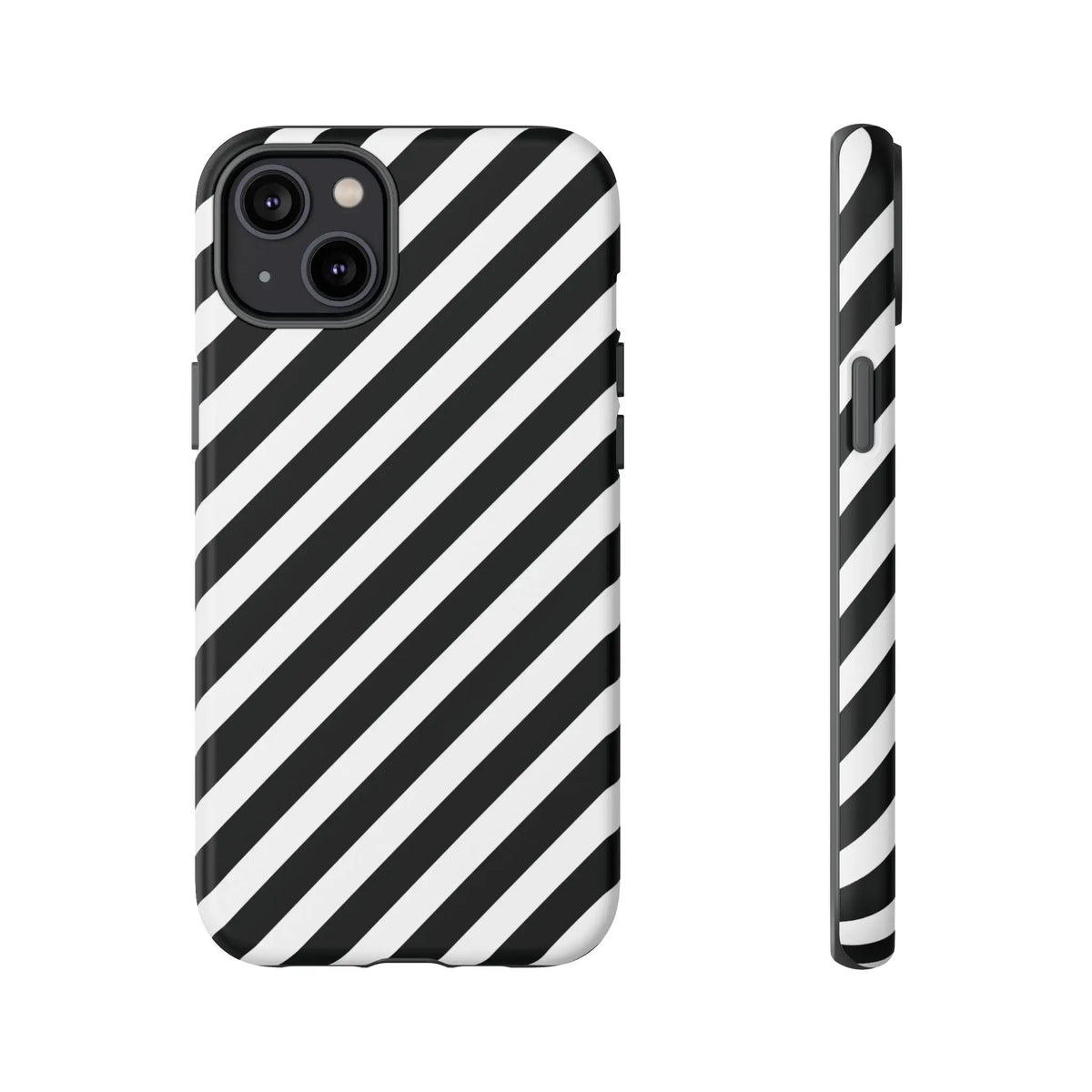 Black White Diagonal Phone Case Cover Protective Sleek Cell Phone Case Modern Smartphone Stylish - iPhone 14 Plus