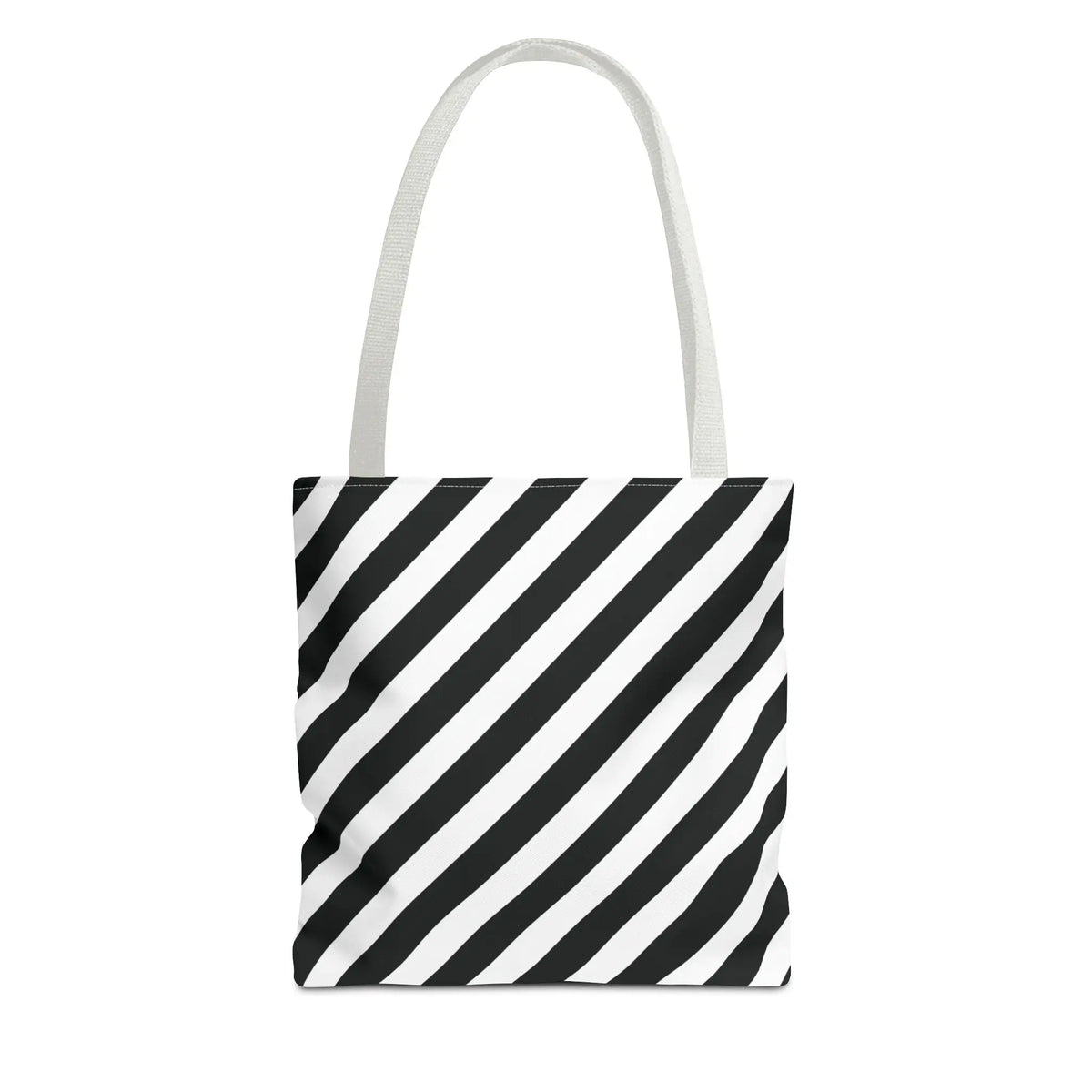 Black and White Diagonal Striped Tote Bag - 13’’ × 13’’ / White - Tote Bag