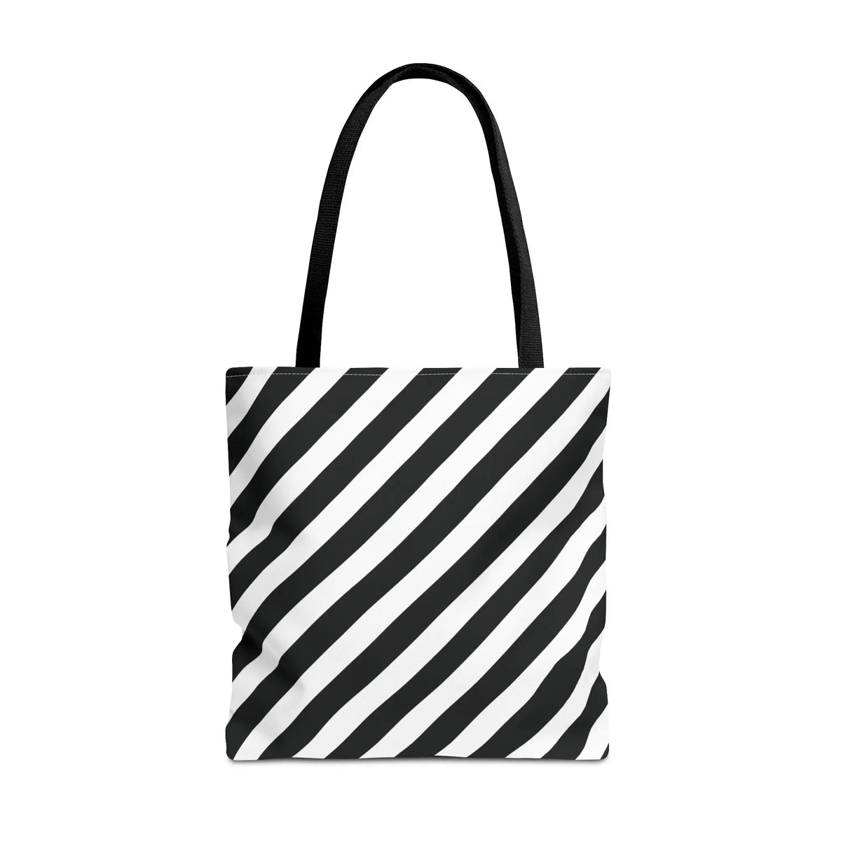 Black and White Diagonal Striped Tote Bag - 18’’ × 18’’ / Black - Tote Bag