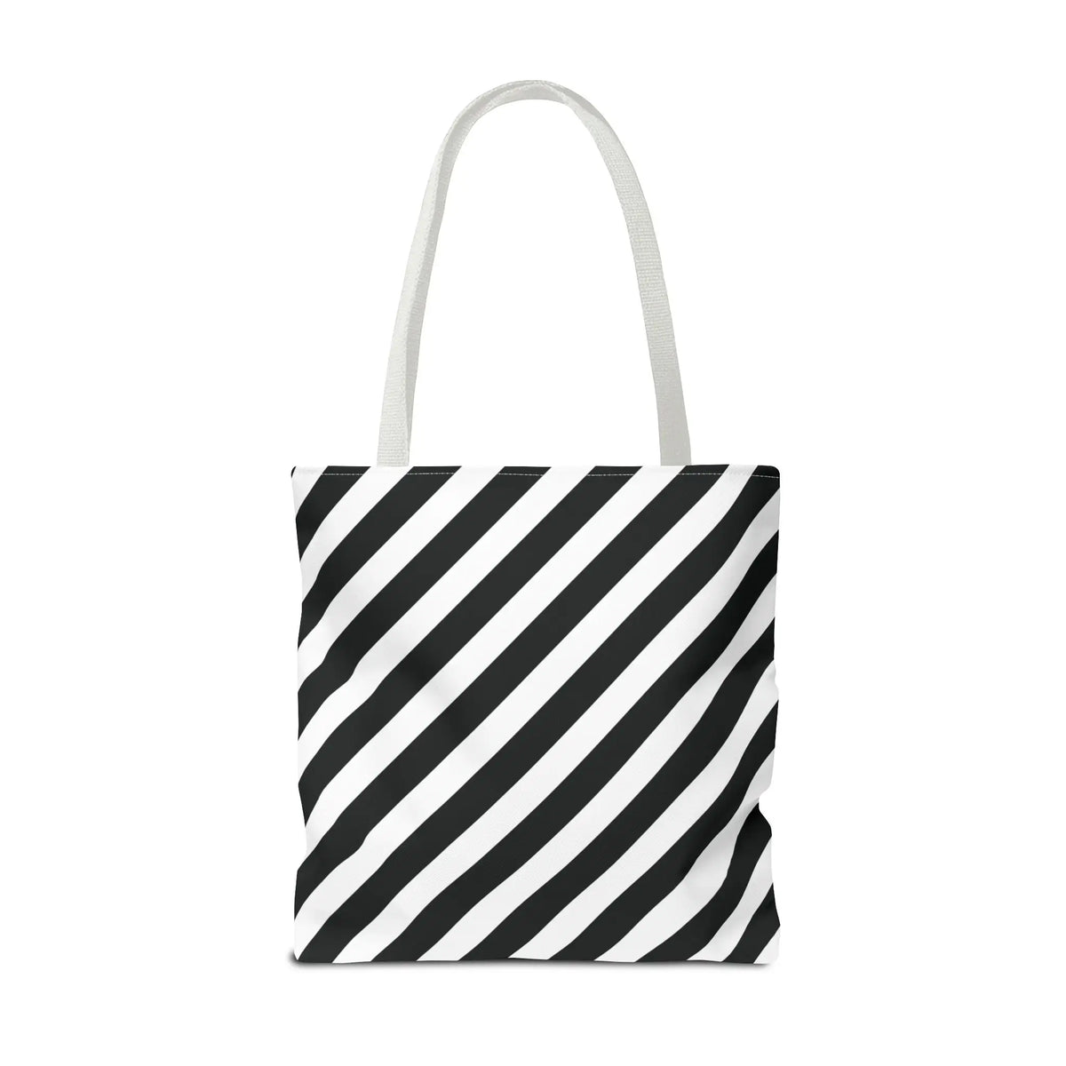 Black and White Diagonal Striped Tote Bag - Tote Bag