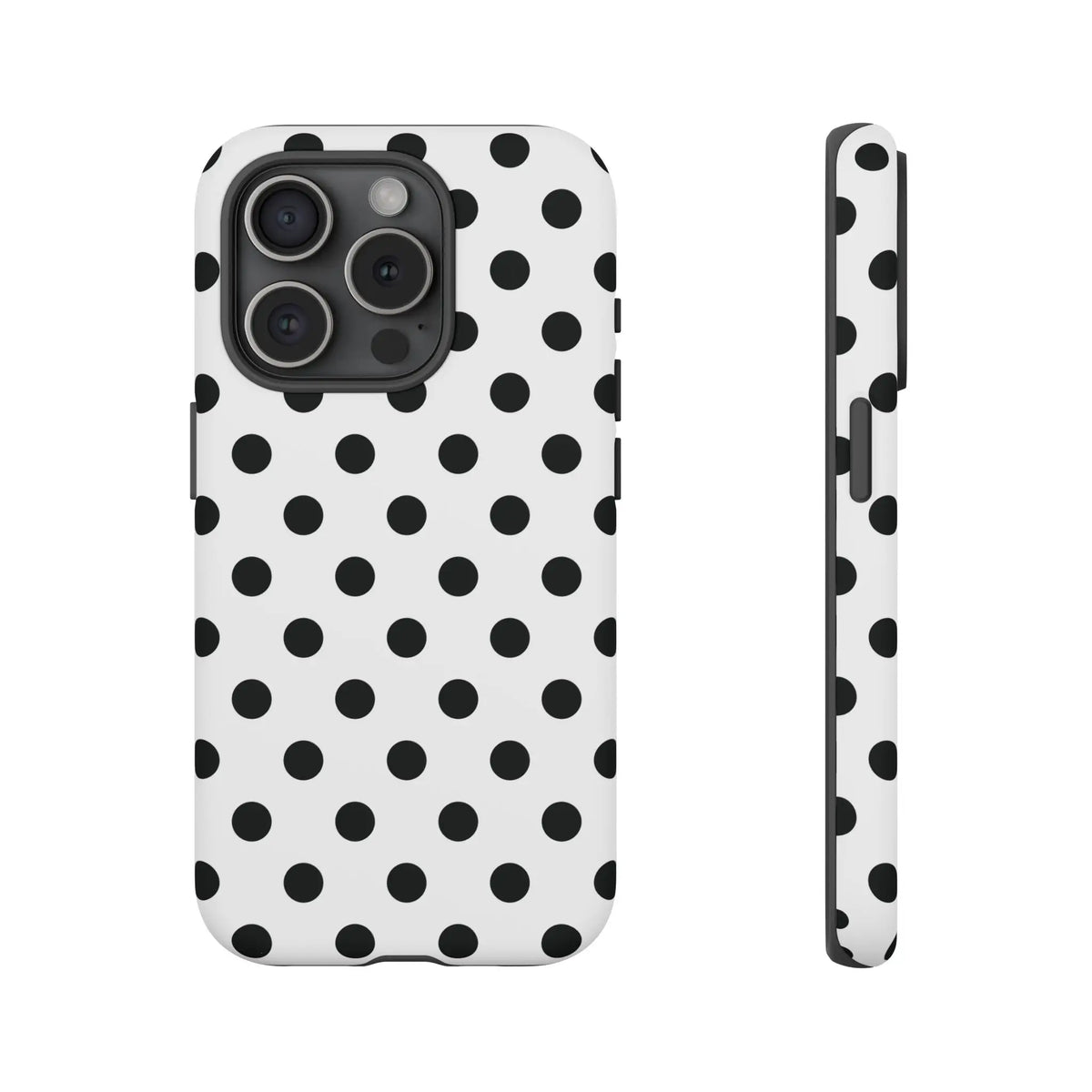 Black White Polka Dot Phone Case Cover. Phone accessories. - iPhone 15 Pro / Matte - Mobile Phone Cases
