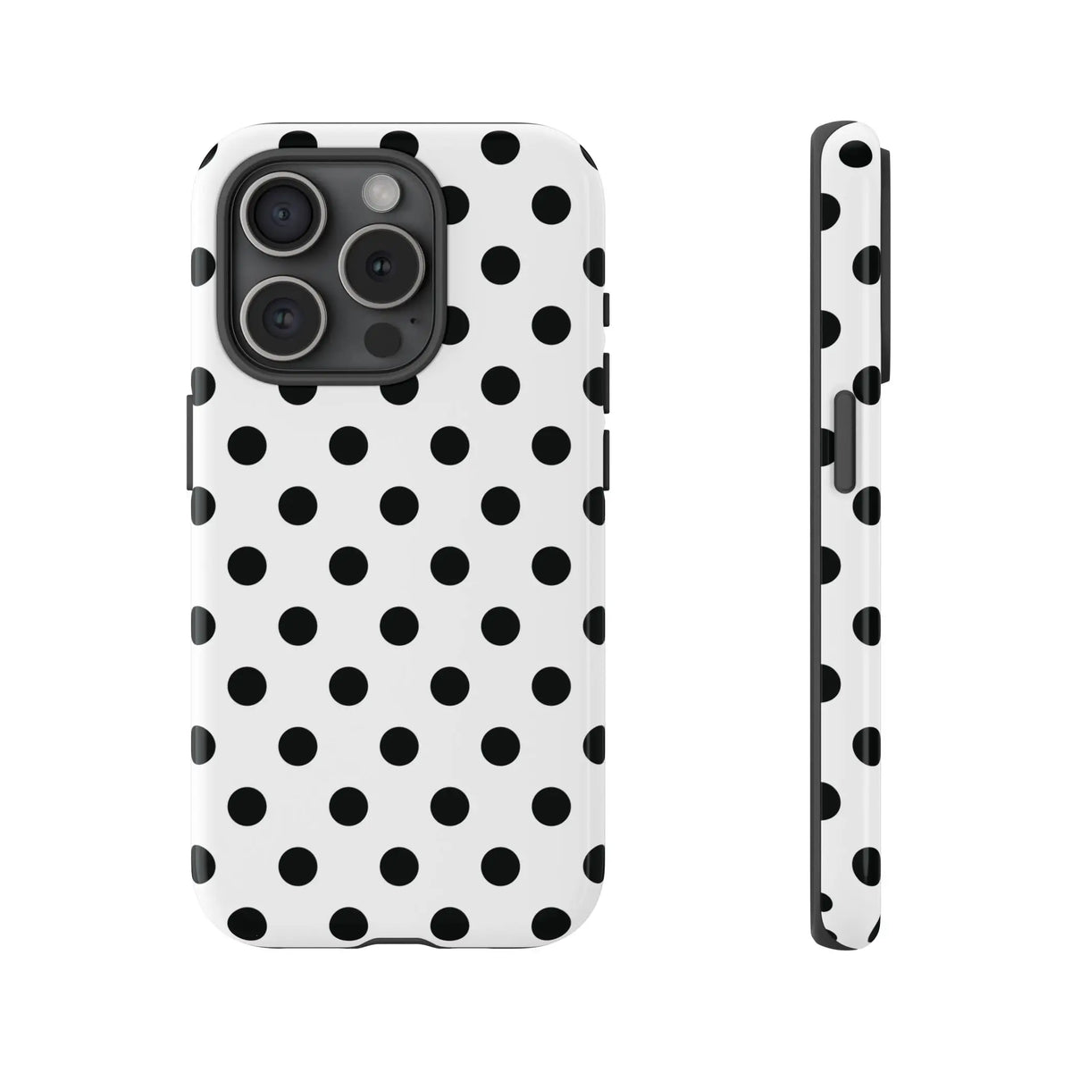 Black White Polka Dot Phone Case Cover. Phone accessories. - iPhone 15 Pro / Glossy - Mobile Phone Cases