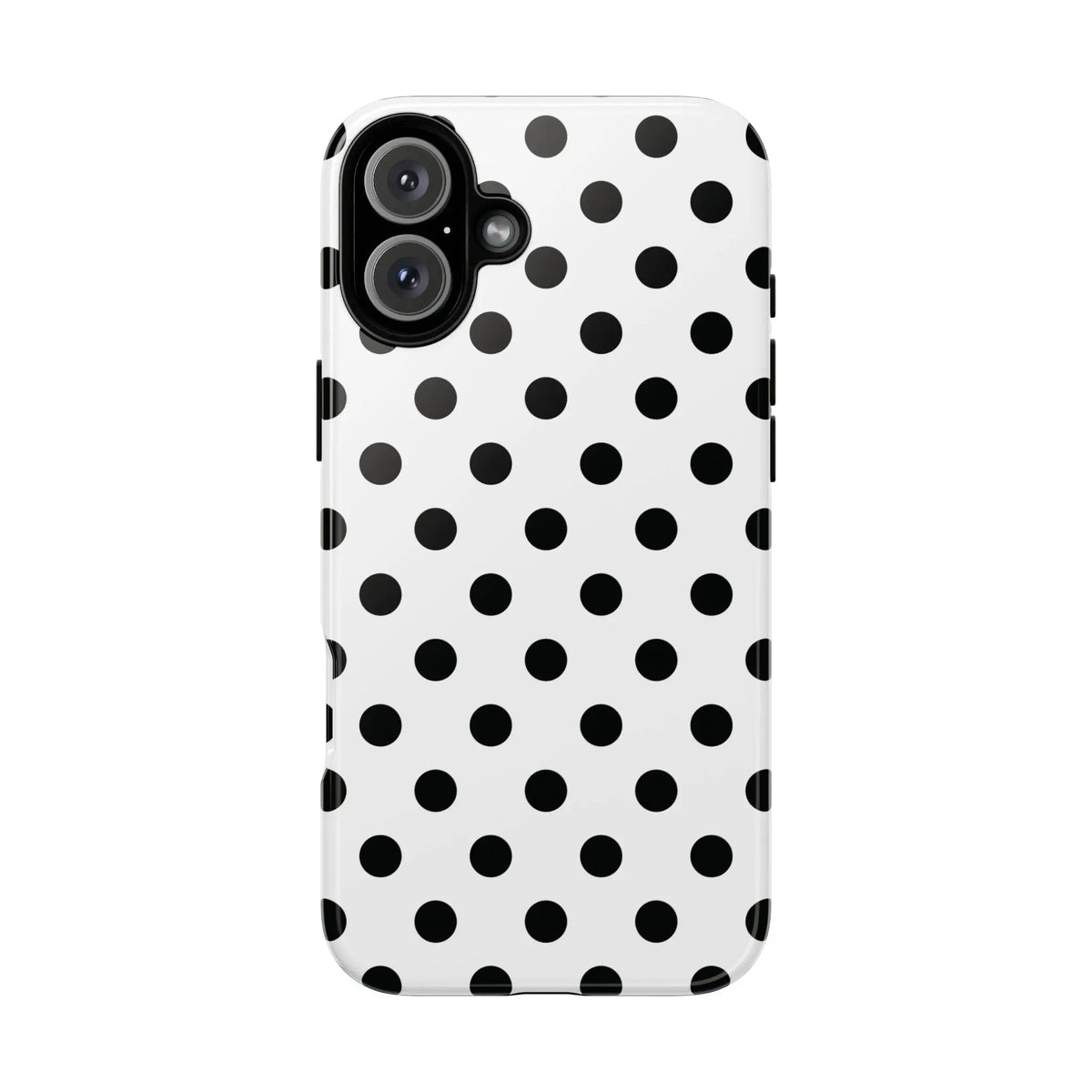 Black White Polka Dot Phone Case Cover. Phone accessories. - iPhone 16 Plus / Glossy - Mobile Phone Cases