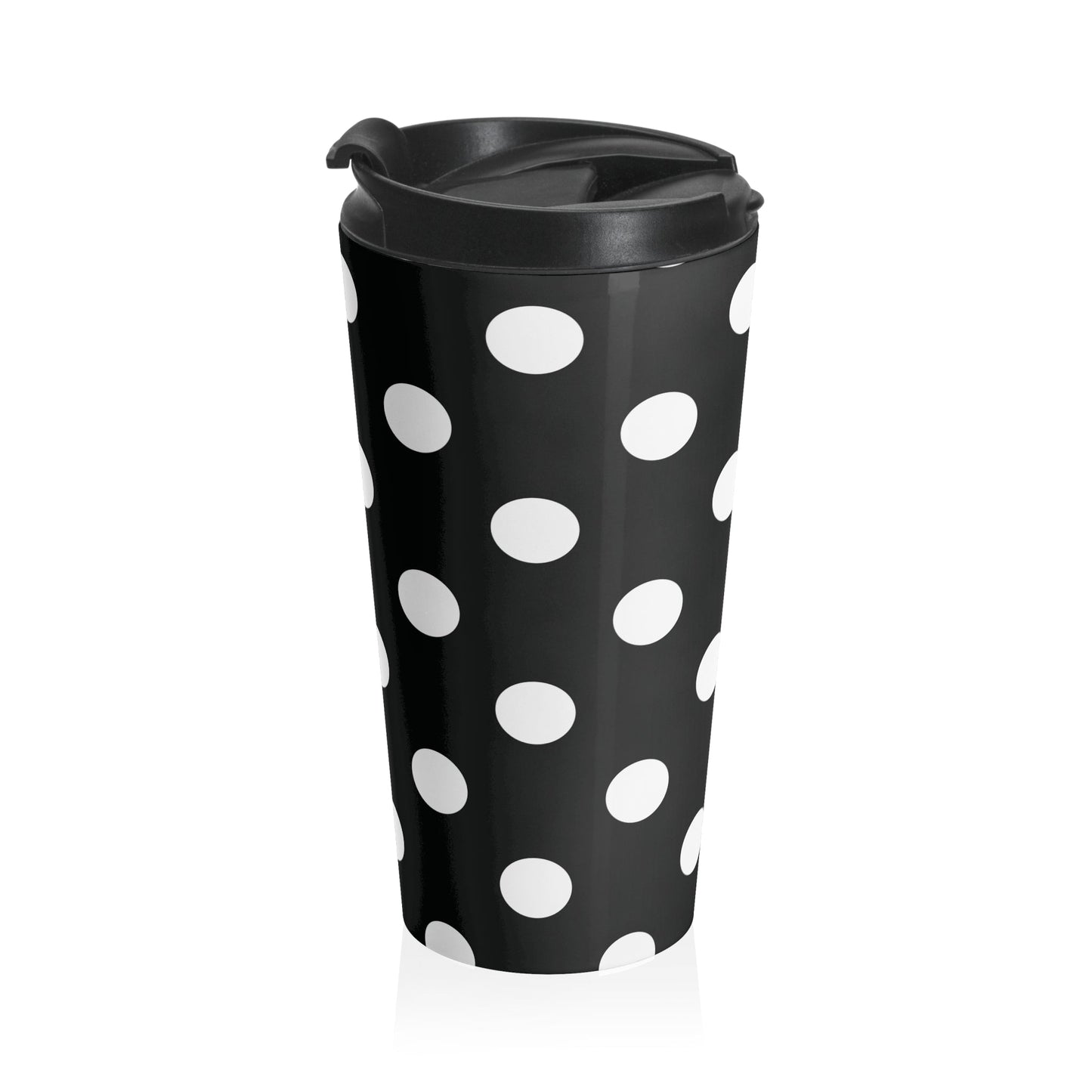 Black and White Polka Dot Stainless Steel Travel Mug Large Drink Tumbler Coffee Cup Hot Beverage Container On-the-Go