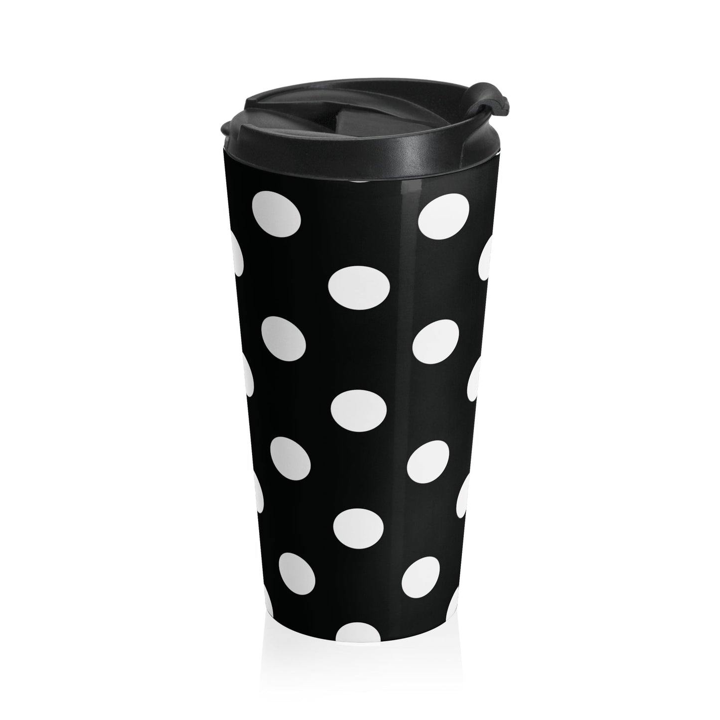 Black and White Polka Dot Stainless Steel Travel Mug Large Drink Tumbler Coffee Cup Hot Beverage Container On-the-Go