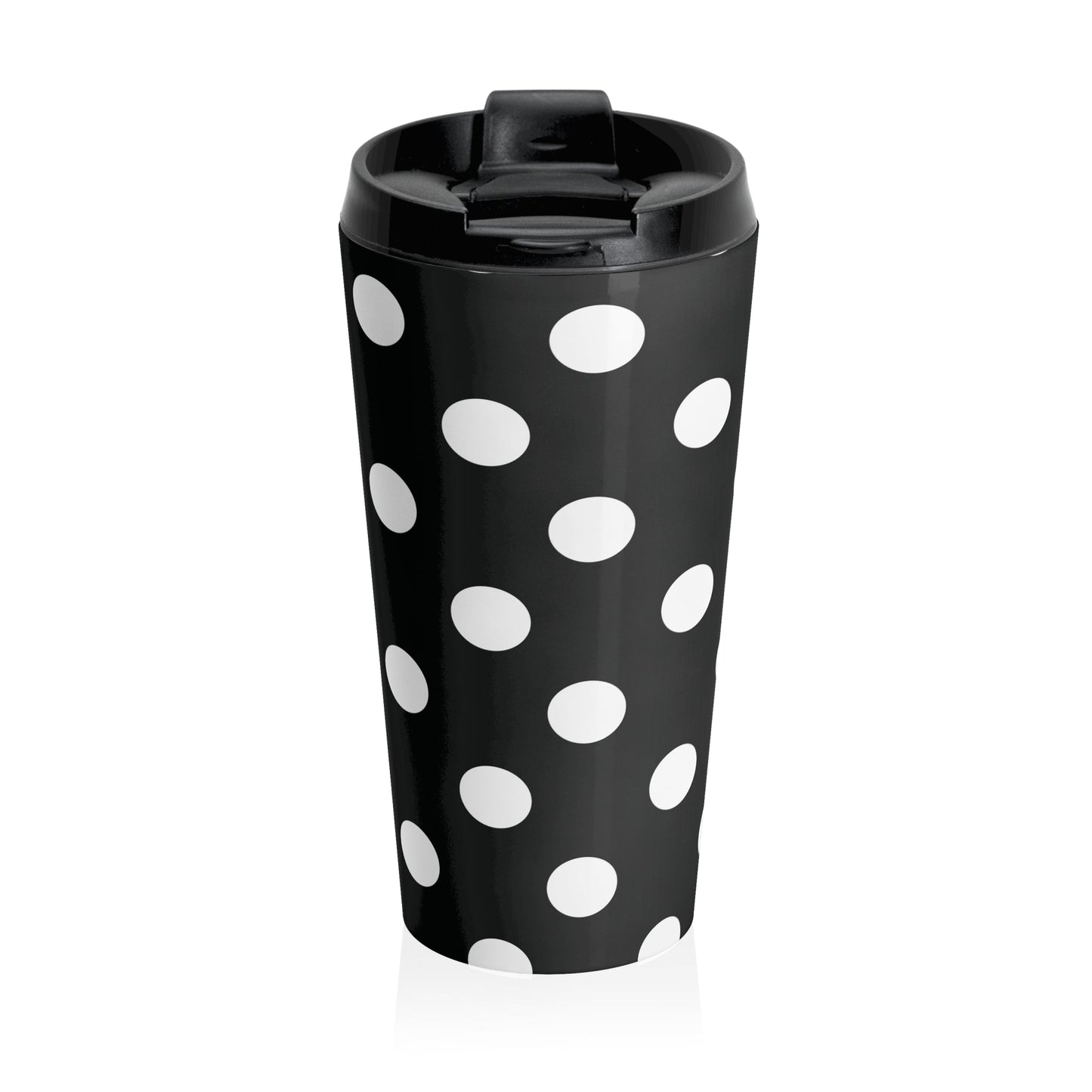 Black and White Polka Dot Stainless Steel Travel Mug Large Drink Tumbler Coffee Cup Hot Beverage Container On-the-Go