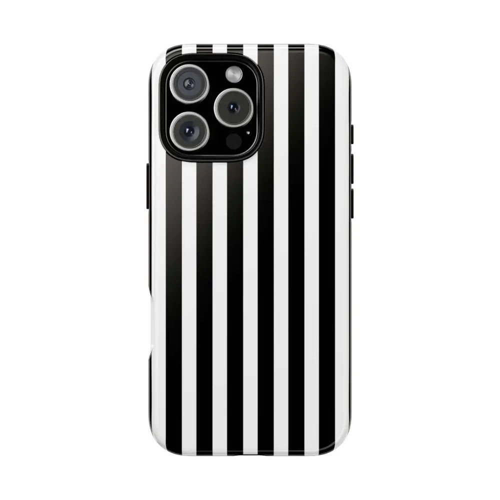 Black & White Horizontal Stripe Tough Phone Case for iPhone Samsung and Google Phones