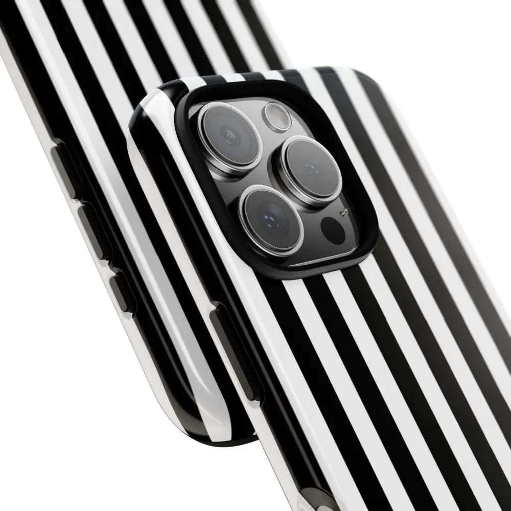 Black & White Horizontal Stripe Tough Phone Case for iPhone Samsung and Google Phones