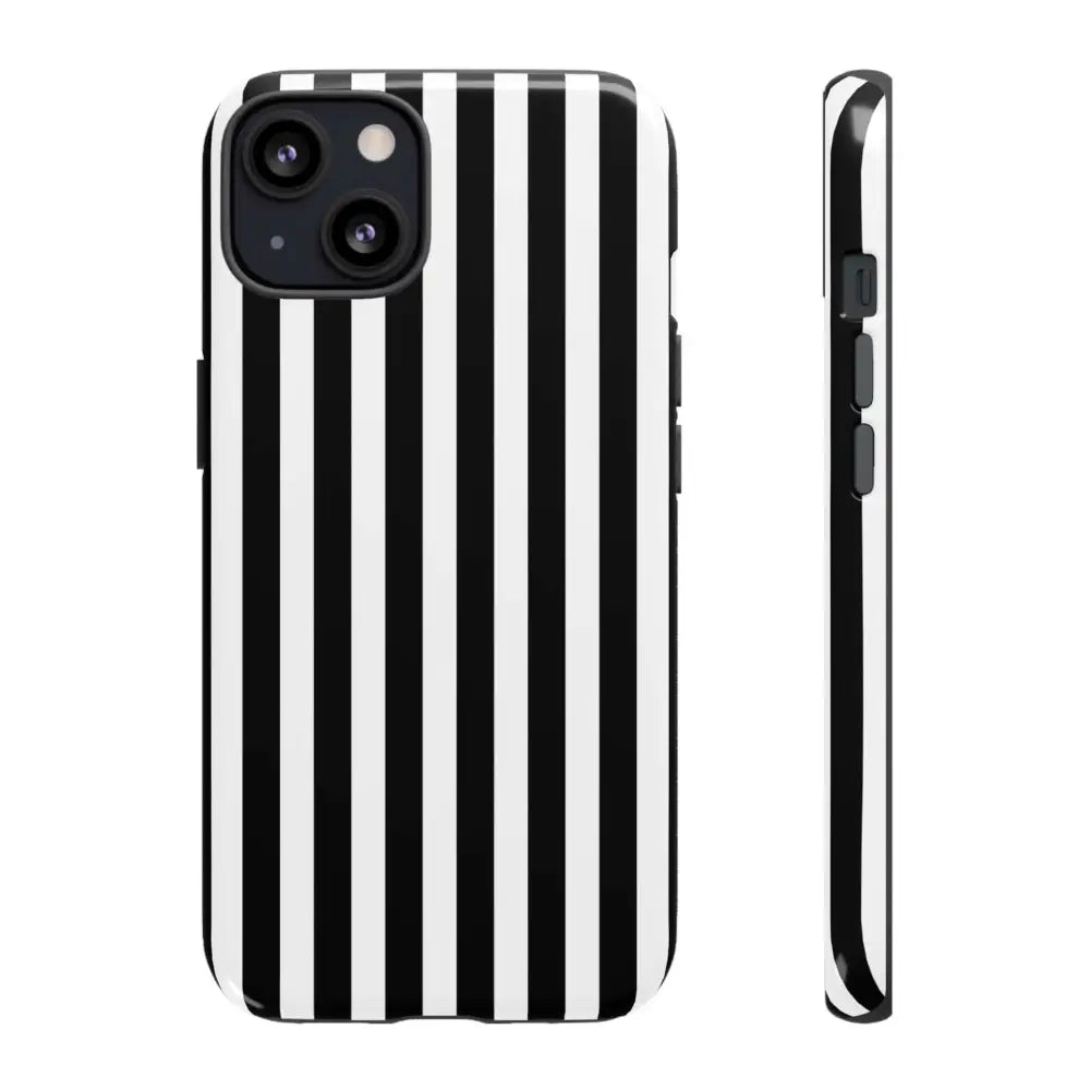 Black & White Horizontal Stripe Tough Phone Case for iPhone Samsung and Google Phones