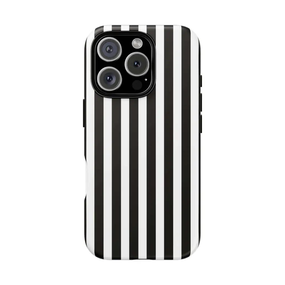 Black & White Horizontal Stripe Tough Phone Case for iPhone Samsung and Google Phones - iPhone 16 Pro / Matte
