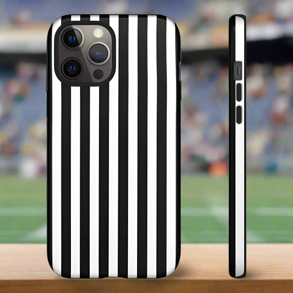 Black & White Horizontal Stripe Tough Phone Case for iPhone Samsung and Google Phones