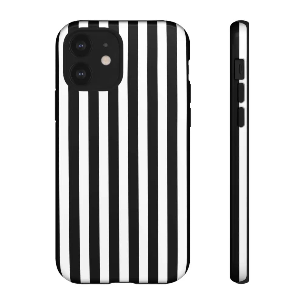 Black & White Horizontal Stripe Tough Phone Case for iPhone Samsung and Google Phones