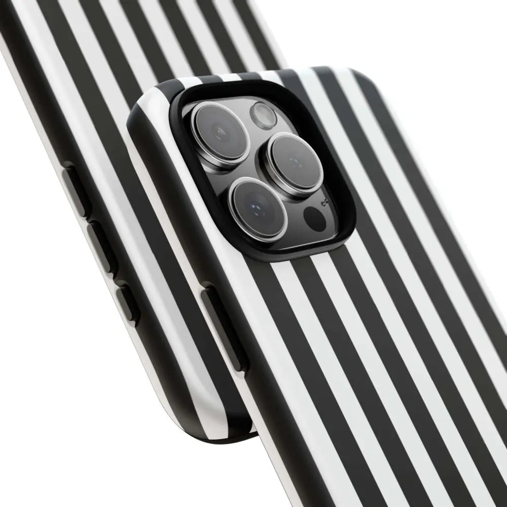 Black & White Horizontal Stripe Tough Phone Case for iPhone Samsung and Google Phones