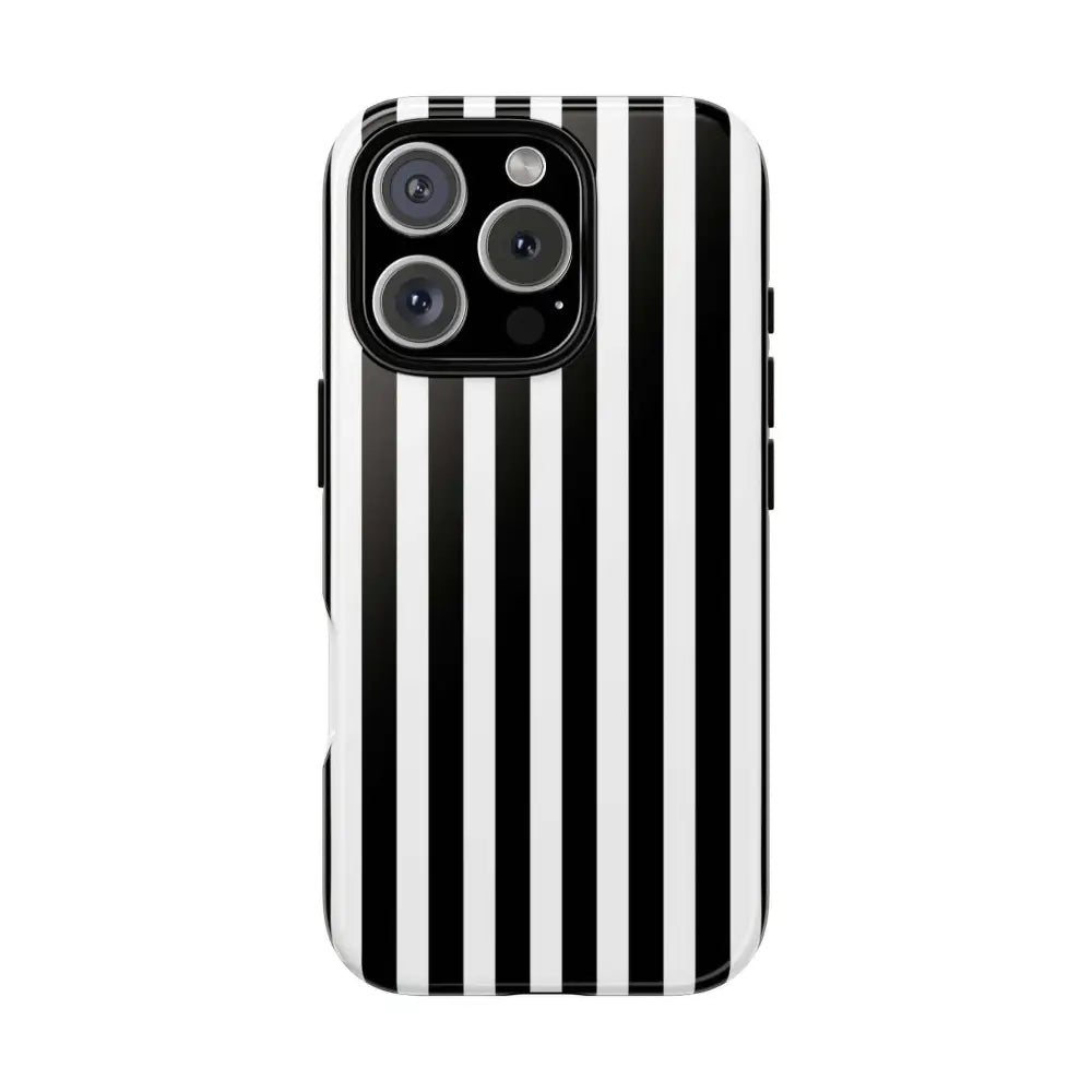 Black & White Horizontal Stripe Tough Phone Case for iPhone Samsung and Google Phones