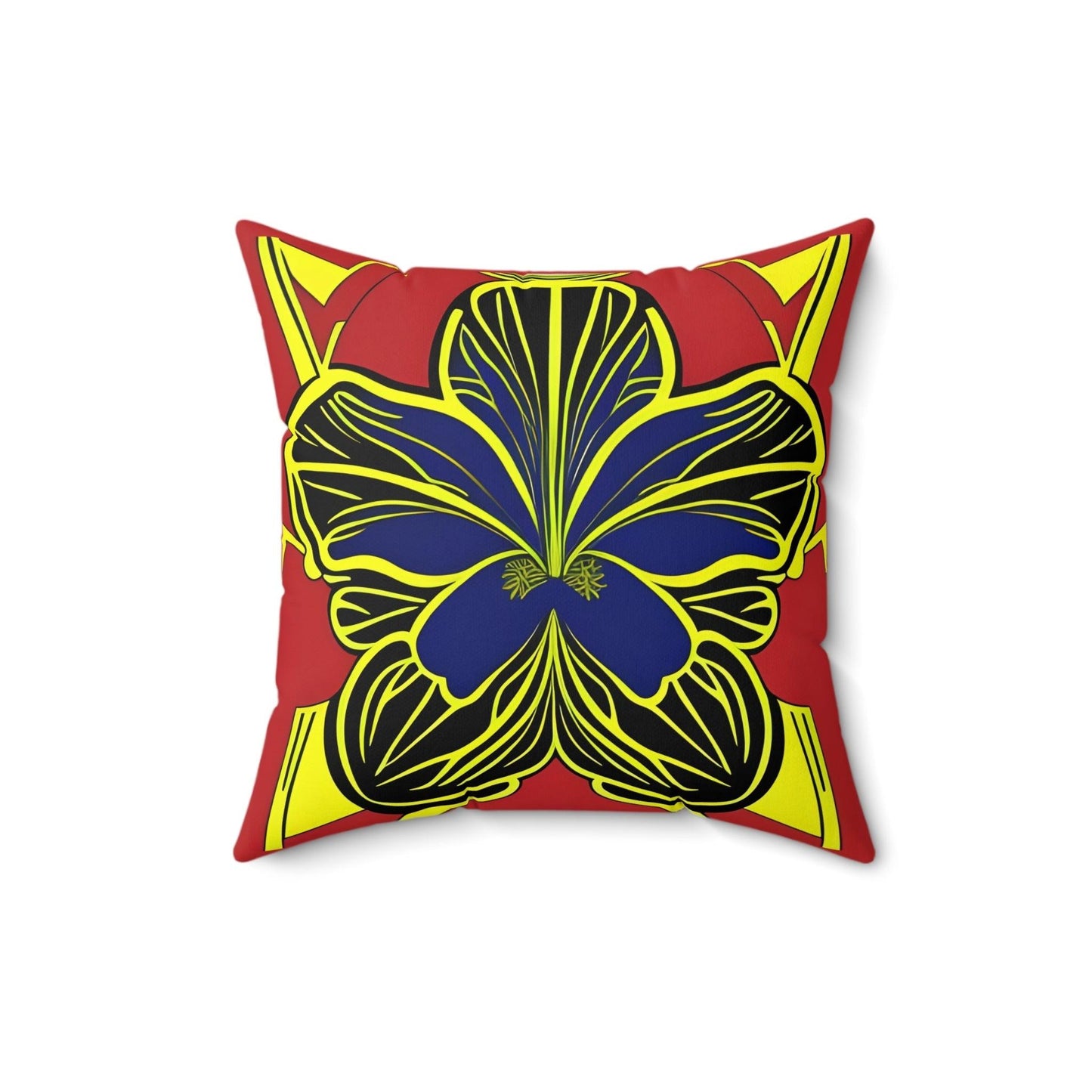 Blue Hibiscus Square Throw Pillow