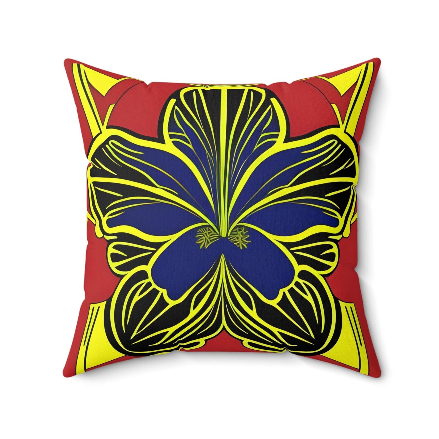 Blue Hibiscus Square Throw Pillow