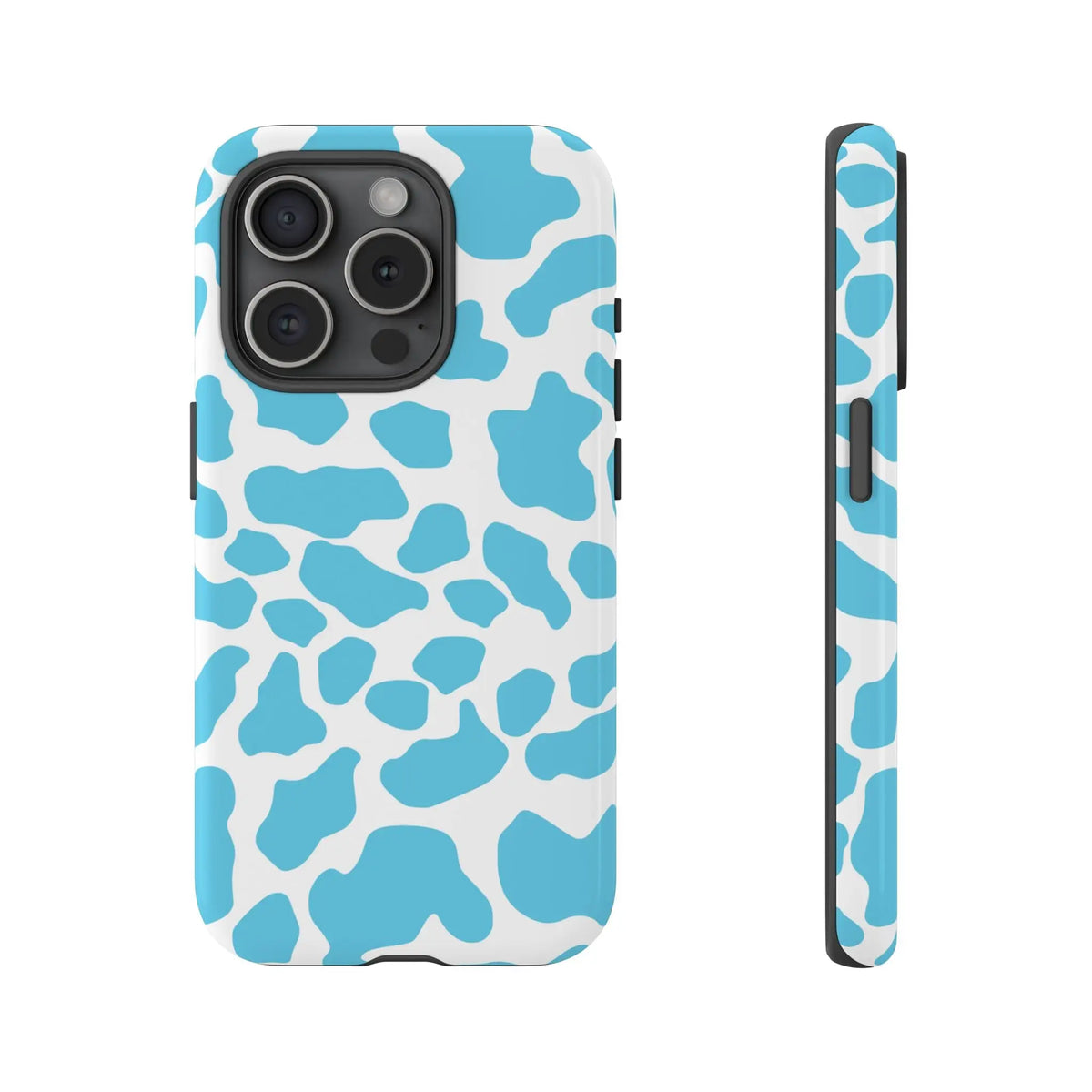 Blue White Cow Print Phone Case Cover - iPhone 15 Pro / Glossy - Phone Case