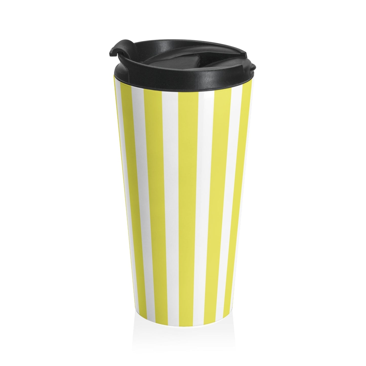 Vintage Bright Yellow Striped Stainless Steel Travel Mug Tumbler Retro Coffee Cup - 15oz - Mug