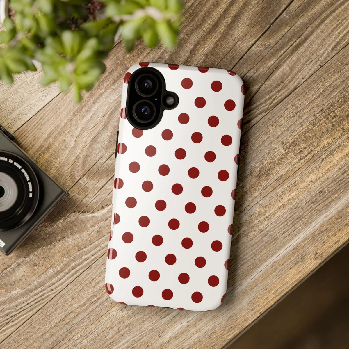 Cherry Red Polka dot Phone Case Cover - iPhone 16 Plus / Glossy - Phone Case