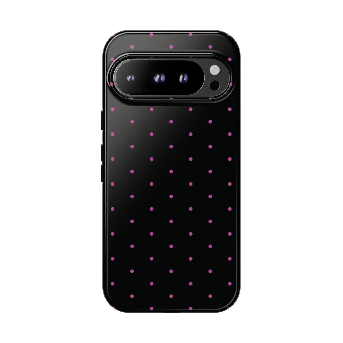 Elegant Pink Dot Black Tough Phone Case Stylish Accessories, - Google Pixel 9 Pro / Glossy - Mobile Phone Cases