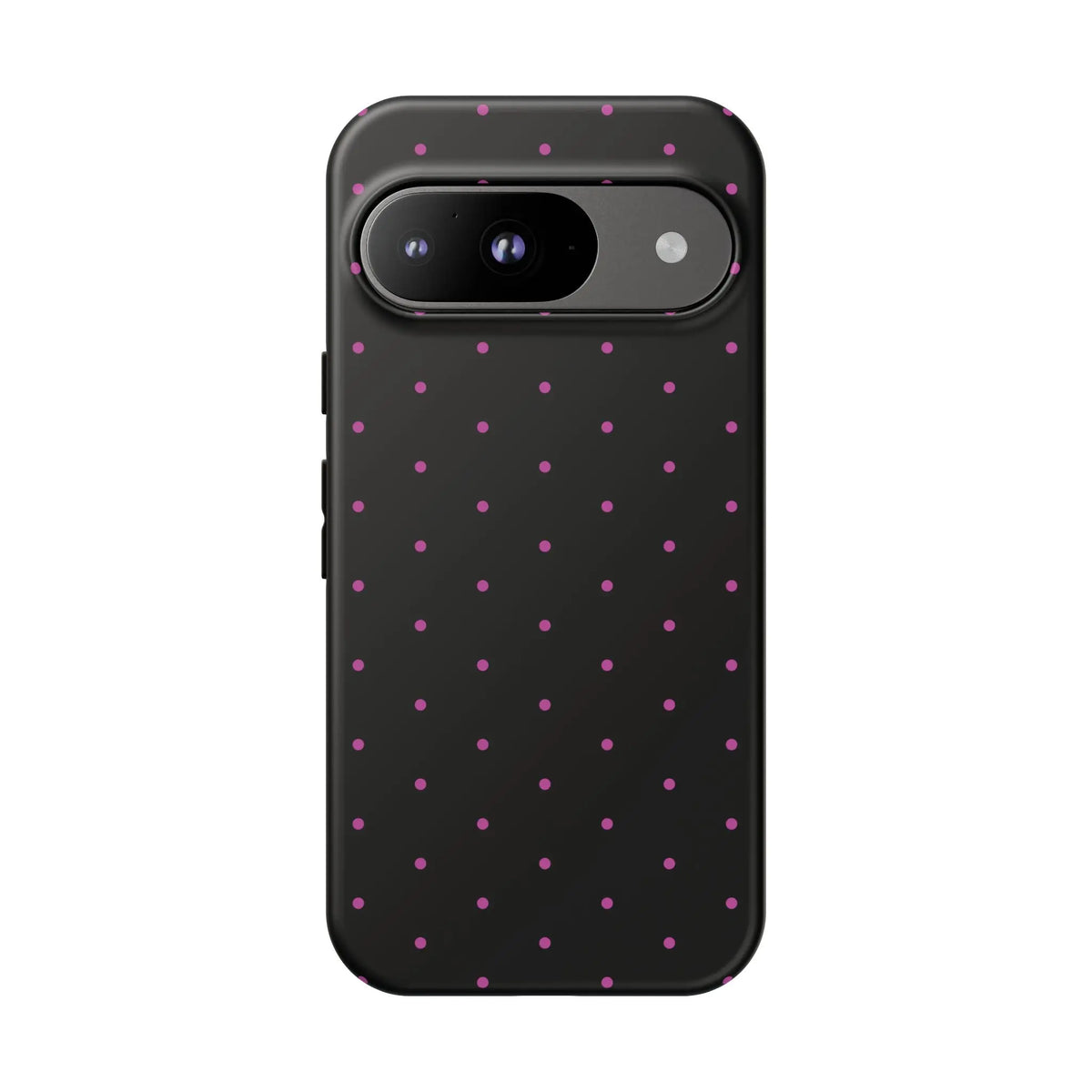 Elegant Pink Dot Black Tough Phone Case Stylish Accessories, - Google Pixel 9 / Matte - Mobile Phone Cases