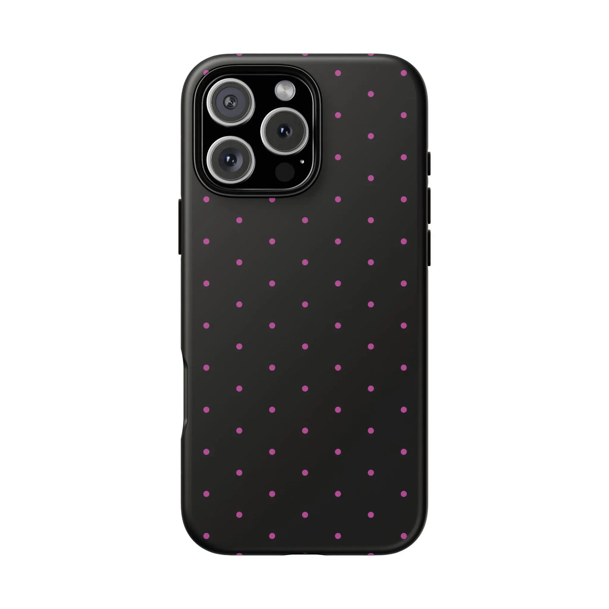 Elegant Pink Dot Black Tough Phone Case Stylish Accessories, - iPhone 16 Pro Max / Matte - Mobile Phone Cases