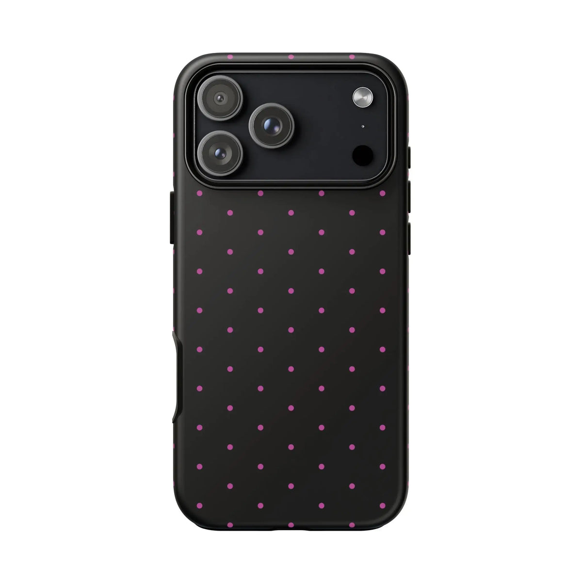 Elegant Pink Dot Black Tough Phone Case Stylish Accessories, - iPhone 17 Pro Max / Matte - Mobile Phone Cases