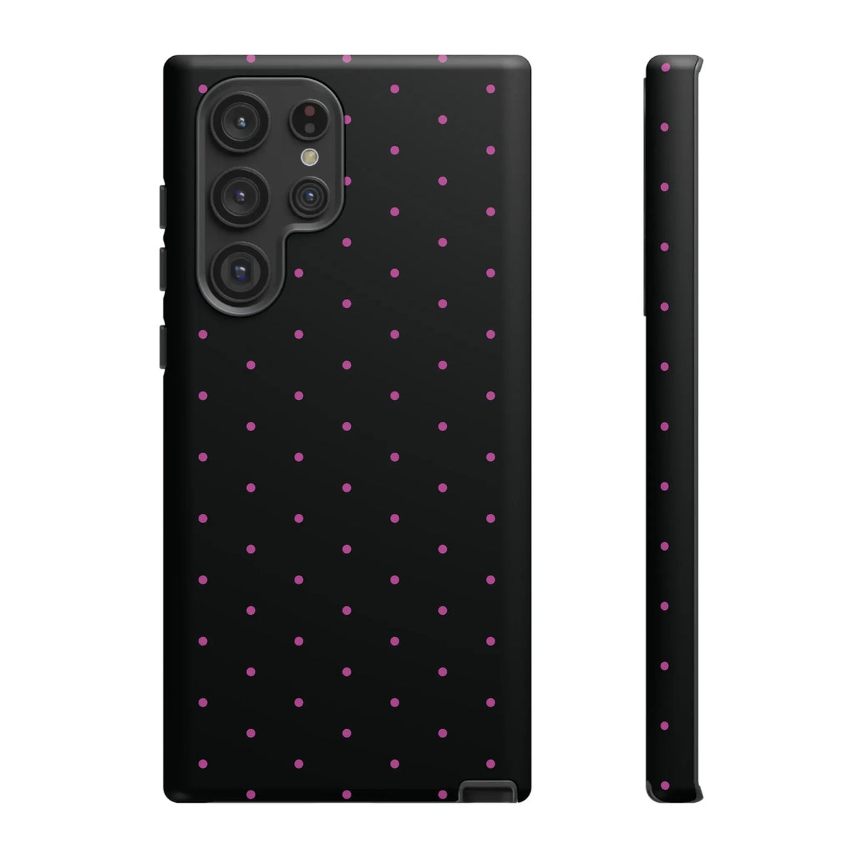 Elegant Pink Dot Black Tough Phone Case Stylish Accessories, - Samsung Galaxy S22 Ultra / Matte - Mobile Phone Cases