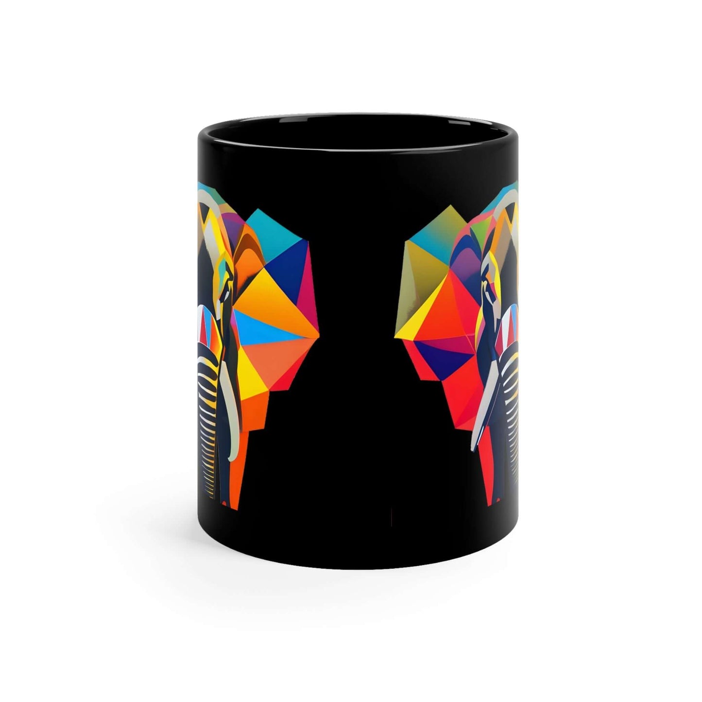 Elephant Black ceramic coffee mug 11oz