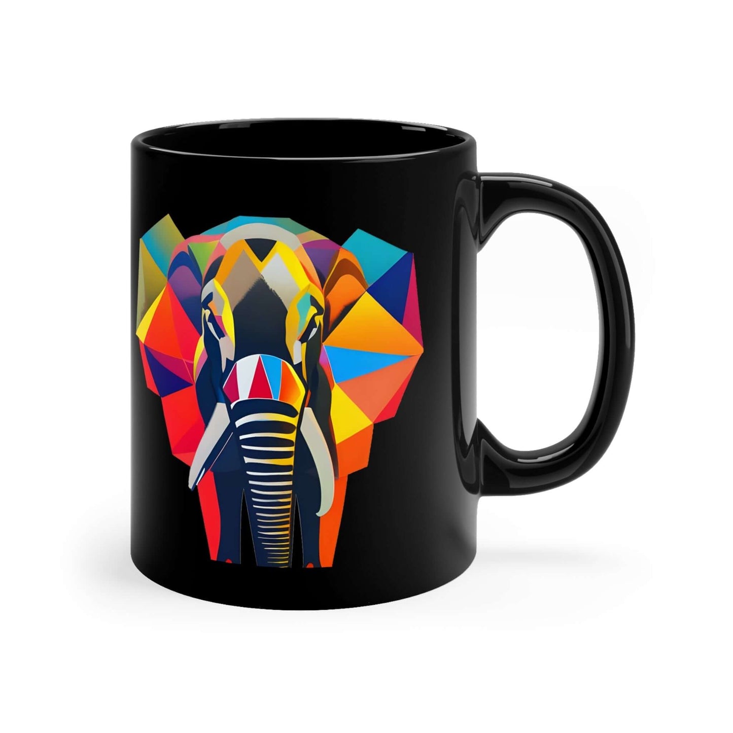 Elephant Black ceramic coffee mug 11oz