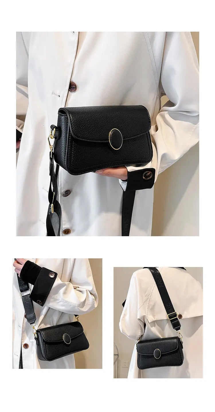 Handbag Stylish Wide Shoulder Strap Small Square Bag Fashionable.