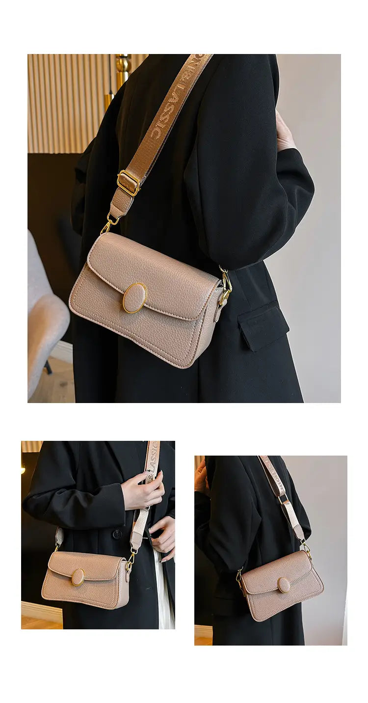 Handbag Stylish Wide Shoulder Strap Small Square Bag Fashionable.