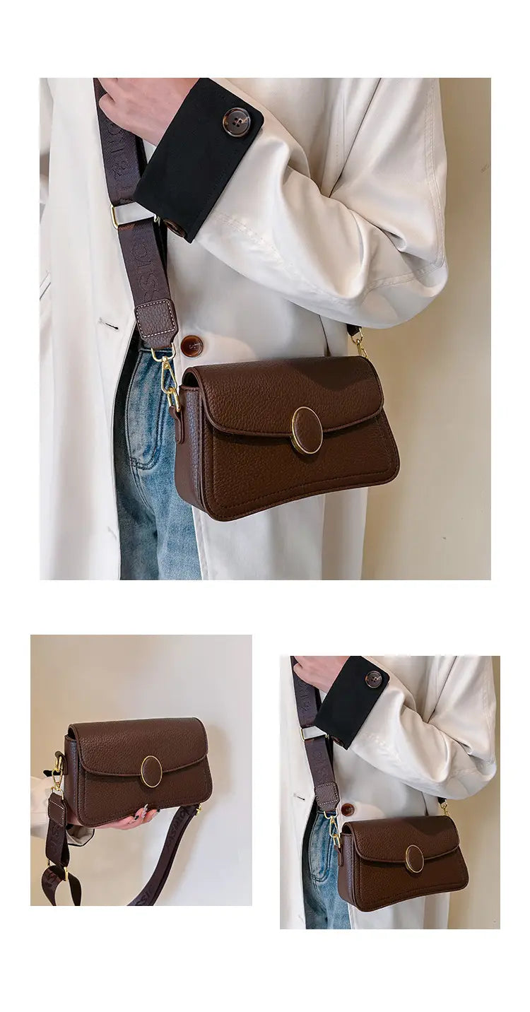 Handbag Stylish Wide Shoulder Strap Small Square Bag Fashionable.