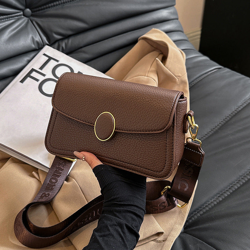 Stylish Wide Shoulder Strap Small Square Bag for Fashionable All-Matching Looks - Hand Bag