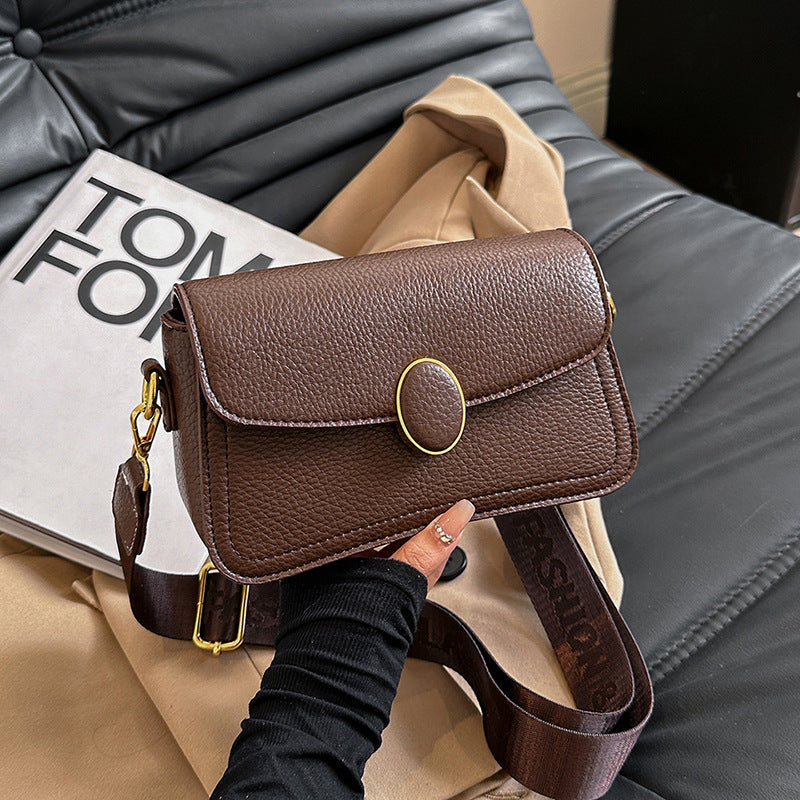 Stylish Wide Shoulder Strap Small Square Bag for Fashionable All-Matching Looks - Hand Bag
