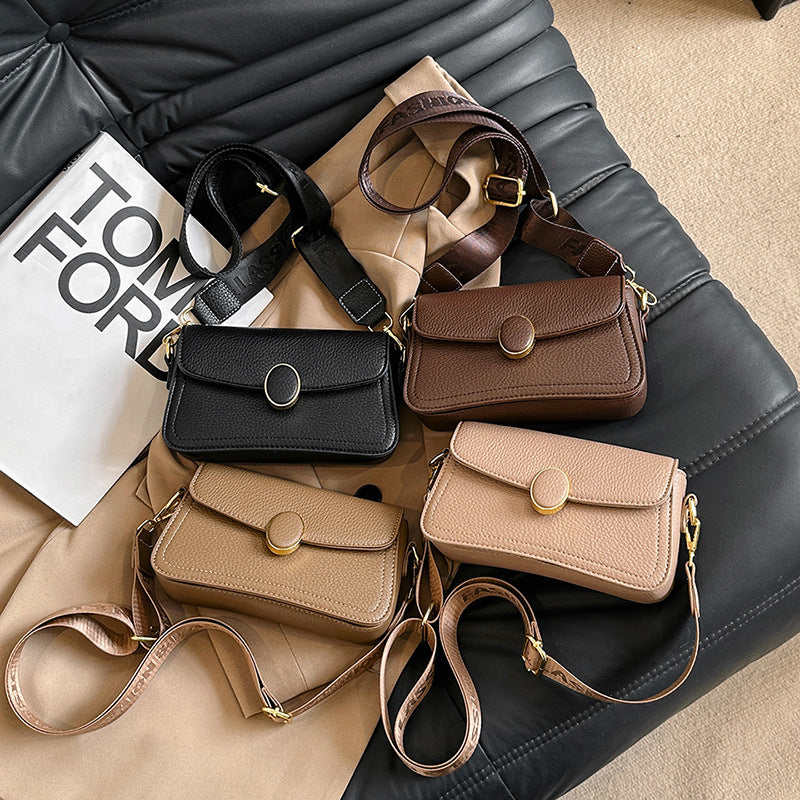 Stylish Wide Shoulder Strap Small Square Bag for Fashionable All-Matching Looks - Hand Bag