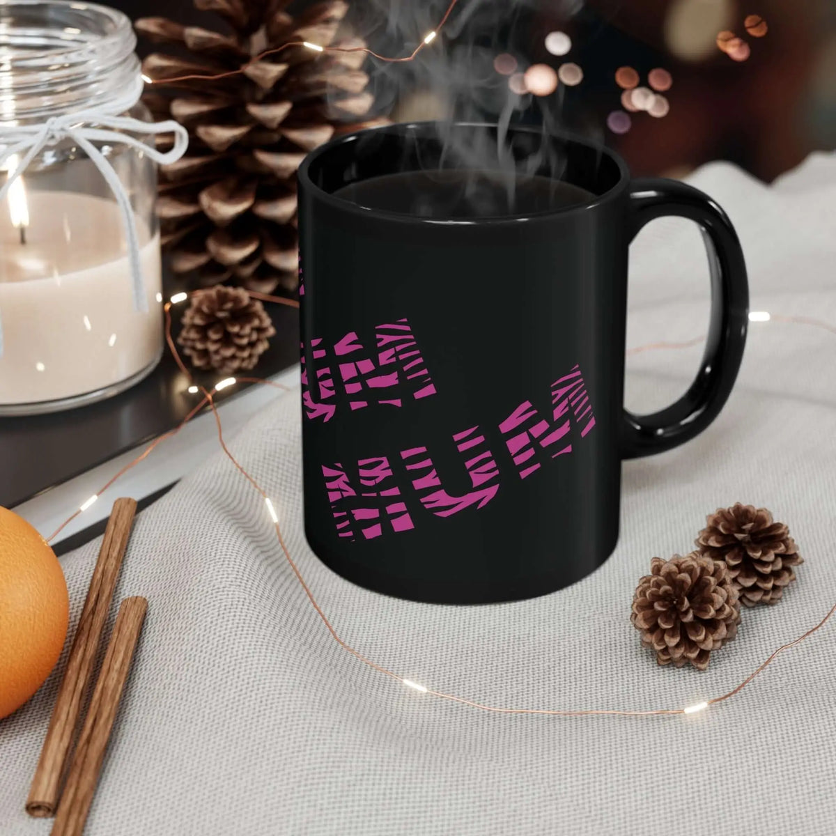 Mum Pink Tiger Print Black Coffee Tea Mug