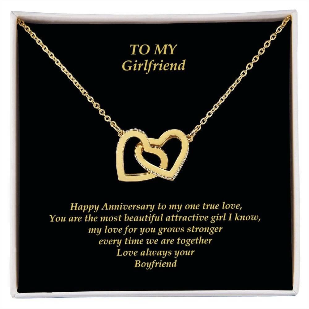 Girlfriend Gold Heart Necklace with Message Card